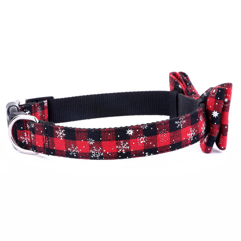 Christmas Classic Plaid Snowflake Dog Collar